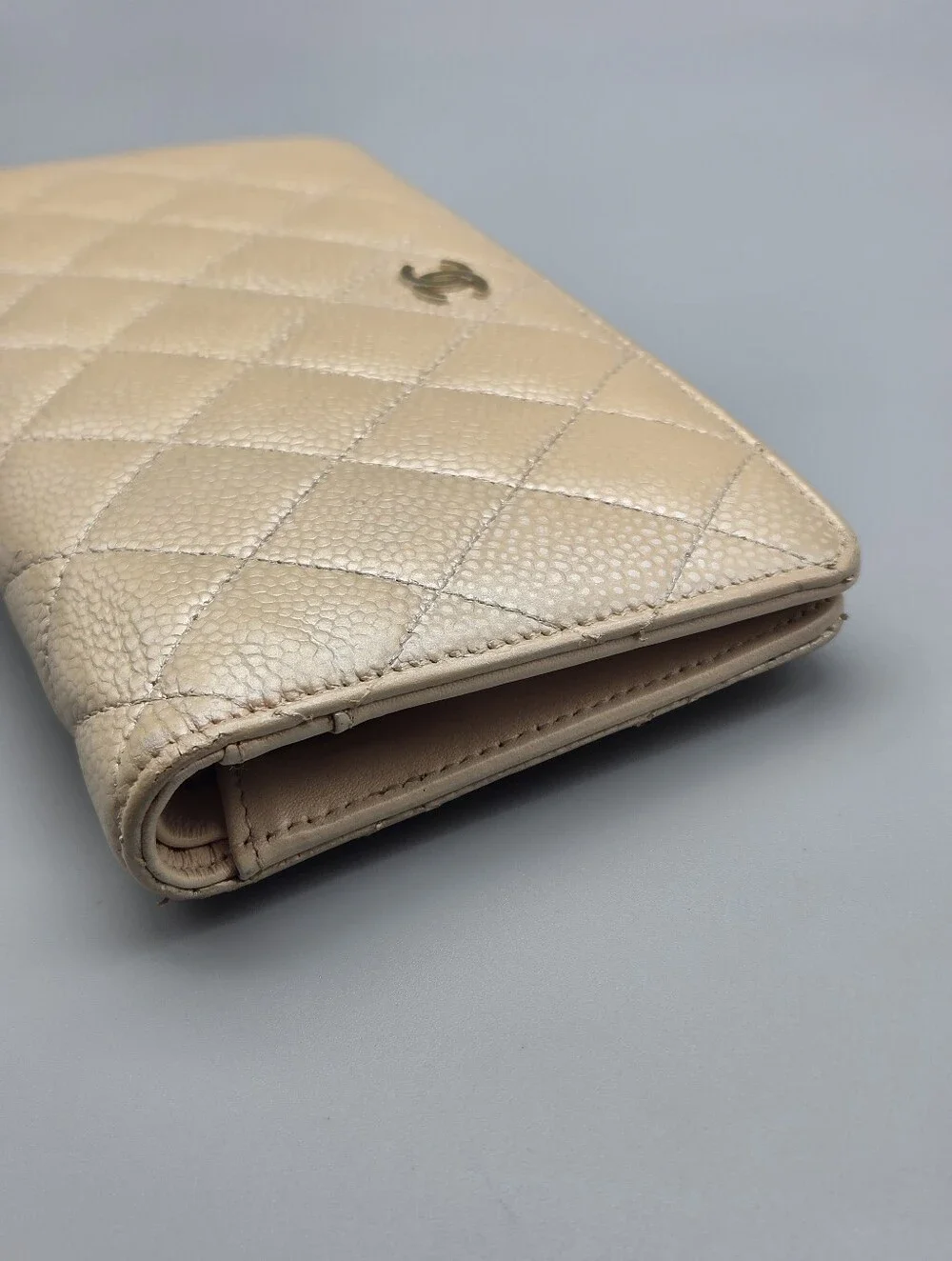 💛CANEL Authentic Gold Metallic Quilted Leather Wallet/Clutch💛